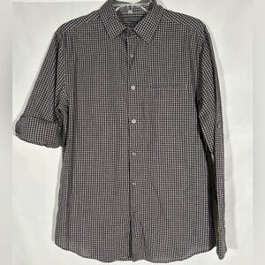 JOHN VARVATOS STAR U.S.A. PLAID CHECK TAB CONVERTIBLE SLEEVES SHIRT MENS SMALL